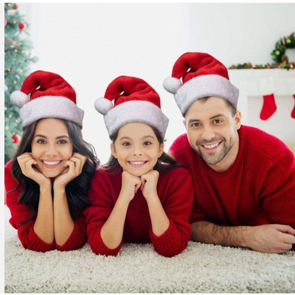 Northlight Traditional and White Plush Christmas Santa Hat (Adult Size Medium),